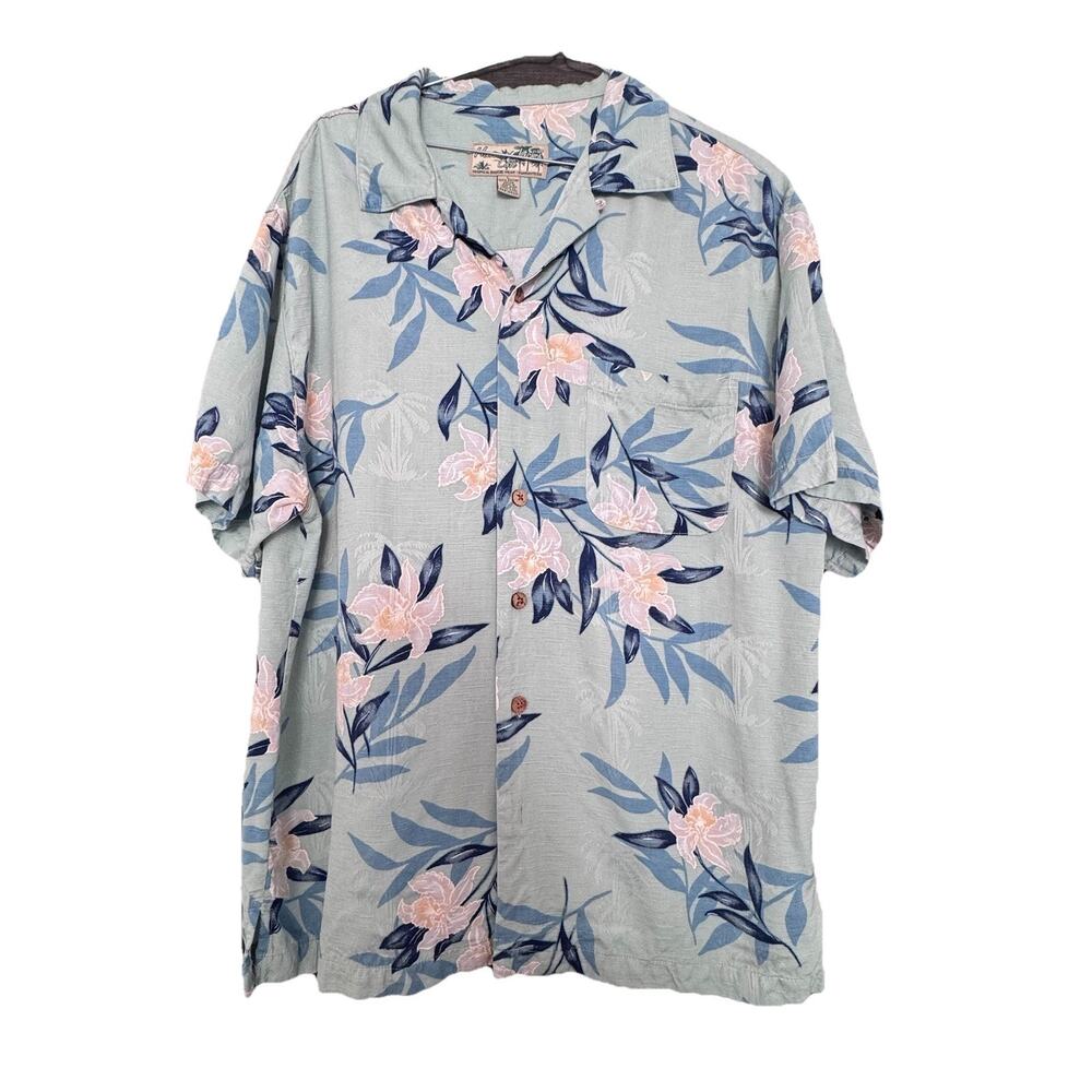 Havana Jack’s Cafe Hawaiian Tropical Men’s Floral Button Down Shirt L